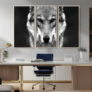 Black and White Wild Wolf Wall Art Canvas Print