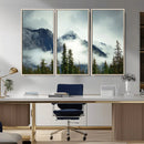 Mountain Mist Canvas Wall Art Print | 3-Panel Foggy Forest