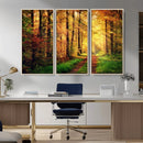 Sunlight Through Trees Wall Art Canvas Print - Autumn Forest