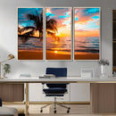 Palm Tree Sunset On The Beach Wall Art Canvas, Framed Palm by MyGreatCanvas | Canvas Wall Art Prints | Photo Prints & Wall Decor