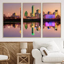 Colorful Dallas City Lights Night Skyline Wall Art Print