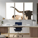 Texas Longhorn Wall Art Canvas Print | 3-Panel Large