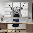 Scottish Highland Cow Cattle Art Print on Wood Background by MyGreatCanvas | Canvas Wall Art Prints | Photo Prints & Wall Decor