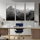 Everest Himalaya Mountain Peaks Black & White Triptych