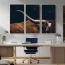 Texas Longhorn Bull Wall Art Canvas Print - Large Framed