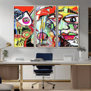 Picasso Style Art Abstract Canvas Wall Art Print , Colorful