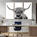 Grayscale Scottish Highland Cow Cattle Art Print Farmhouse by MyGreatCanvas | Canvas Wall Art Prints | Photo Prints & Wall Decor