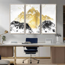 Golden Mountain Triptych Wall Art Canvas Print, Modern