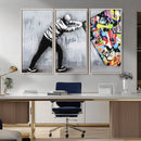 Banksy Art Behind the Curtain Street Wall Art Canvas Print |