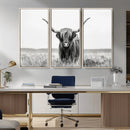 Highland Cow Canvas Wall Art – Majestic Beauty in Black and