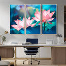 Pink Lotus Flower Canvas Wall Art | Vibrant Floral Wall