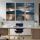 Mountain Lake Wood Pier Canvas Wall Art Nature Lake Print