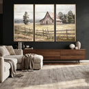 Rustic Farmhouse Barn Wall Art | 3-Panel Framed Gallery Wrap