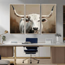 White Longhorn Bull Wall Art Canvas Print – Framed and Ready by MyGreatCanvas | Canvas Wall Art Prints | Photo Prints & Wall Decor