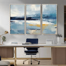 Abstract Ocean Canvas Wall Art - Coastal Blue and Gold