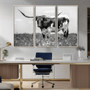 Texas Black White Highland Longhorn Cow Wall Art Canvas by MyGreatCanvas | Canvas Wall Art Prints | Photo Prints & Wall Decor