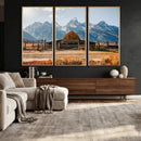 Vintage Old Barn Field Wall Art Canvas Print for Farmhouse