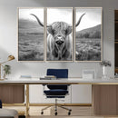 Black White Scottish Highland Cow Canvas Farm Wall Art by MyGreatCanvas | Canvas Wall Art Prints | Photo Prints & Wall Decor