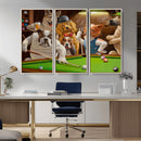 Dogs Playing Pool Canvas Wall Art Funny Gifts Dog Print