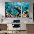 Sea Turtle and Coral Reef Triptych Wall Art – Vibrant by MyGreatCanvas | Canvas Wall Art Prints | Photo Prints & Wall Decor