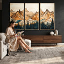 Rustic Wood Mountain Wall Art Print | Triptych Giclee Print