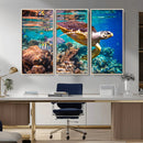 Sea Turtle Wall Art Canvas Print – Vibrant Ocean Coral Reef