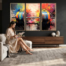 Weightlifting Barbell Art Triptych, Bold Abstract Fitness