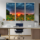 Golden Sunflower Field at Sunset – Breathtaking Sky and
