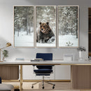 Grizzly Bear Wall Art – Framed Snowy Forest Canvas Artwork, by MyGreatCanvas | Canvas Wall Art Prints | Photo Prints & Wall Decor