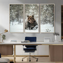 Grizzly Bear Wall Art – Framed Snowy Forest Canvas Artwork, by MyGreatCanvas | Canvas Wall Art Prints | Photo Prints & Wall Decor