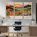Framed Yayoi Kusama Print, Vibrant Floral Mountain Art