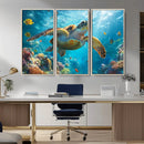 Sea Turtle Underwater Canvas Wall Art Print - Vibrant Ocean