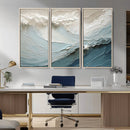 Waves Abstract Wall Art Print, Modern Framed Abstract Canvas