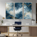 Large Abstract Print - Luxe Blue and Gold Abstract Canvas