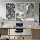 Black White Abstract Canvas Wall Art - Fluid Ink Artwork -
