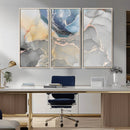 Large Abstract Blue and Gold Canvas Wall Art | Fluid Ink