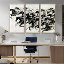 Abstract Horse Wall Art Canvas Print - Dynamic Black Ink