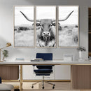 Highland Cow Wall Art Canvas Print – Black and White Western