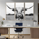 Highland Cow Wall Art Canvas Print – Black and White Western