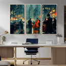 Urban Night Jazz Wall Art Canvas Print – Moody Rain-Soaked