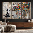 Banksy Butterfly Girl Wall Art – Modern Graffiti Canvas