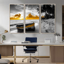 Yellow Rowboat Wall Art – Framed Tropical Shoreline Canvas by MyGreatCanvas | Canvas Wall Art Prints | Photo Prints & Wall Decor