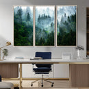 Misty Forest Wall Art Canvas Print – Framed Foggy Mountain