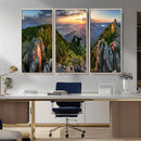 Mountain Sunset Panoramic Wall Art Canvas Print – Framed