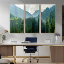 Misty Forest Mountain Wall Art Canvas Print – Framed Serene