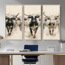 Texas Longhorn Wall Art – Framed Cattle Walking Canvas by MyGreatCanvas | Canvas Wall Art Prints | Photo Prints & Wall Decor