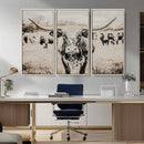 Texas Longhorn Wall Art Canvas Print – Framed Speckled Bull