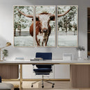 Texas Longhorn Wall Art Canvas Print – Framed Spotted Bull