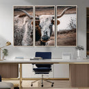 Texas Longhorn Wall Art Canvas Print – Framed Spotted Bull