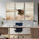 Texas Longhorn Wall Art Canvas Print – Framed Brown Horned